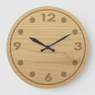Embossed Wood Large Clock