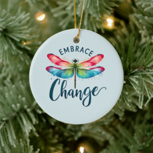 Embrace Change - Artistic Dragonfly Ceramic Ornament