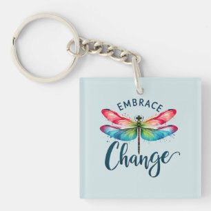 Embrace Change - Artistic Dragonfly Key Ring