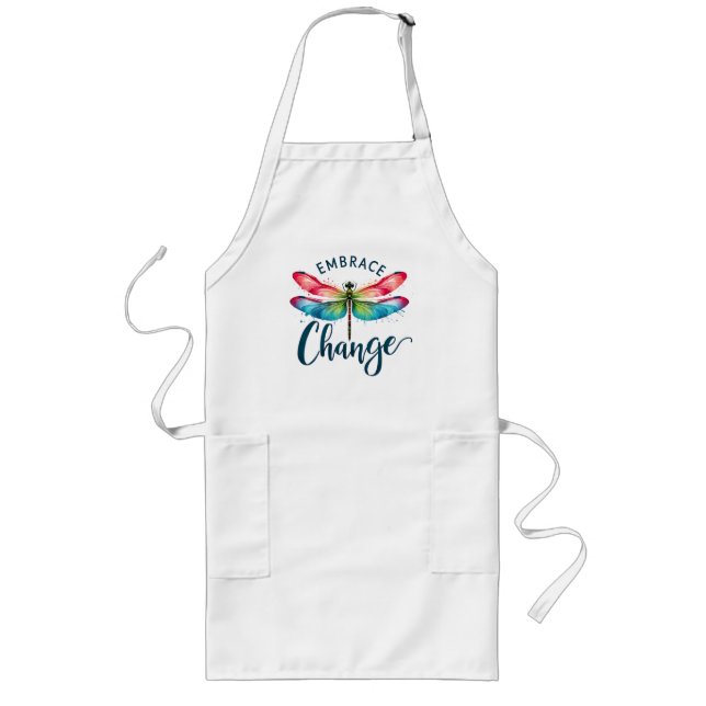 Embrace Change - Artistic Dragonfly Long Apron (Front)