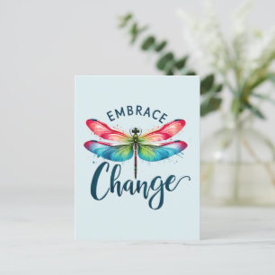 Embrace Change - Artistic Dragonfly Postcard