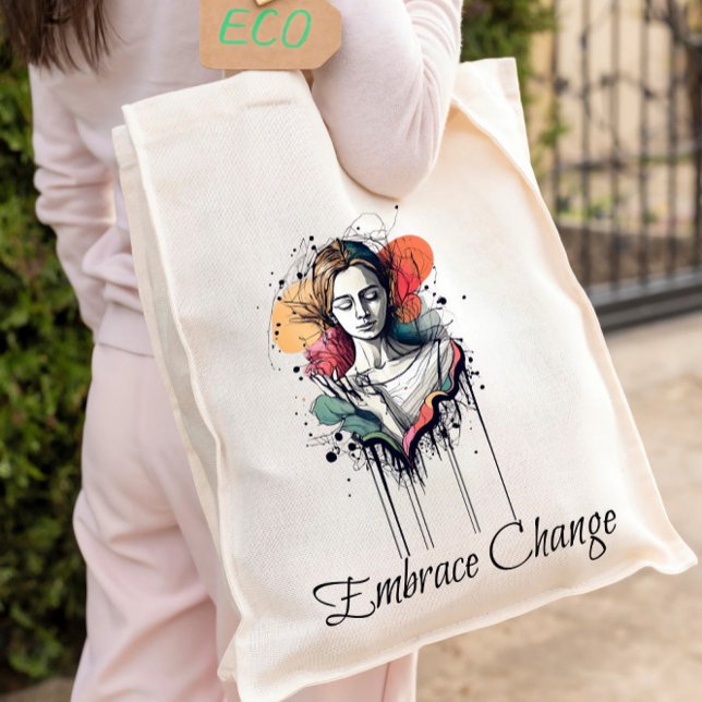 Embrace Change Colourful Ink Splatter Tote Bag (Creator Uploaded)