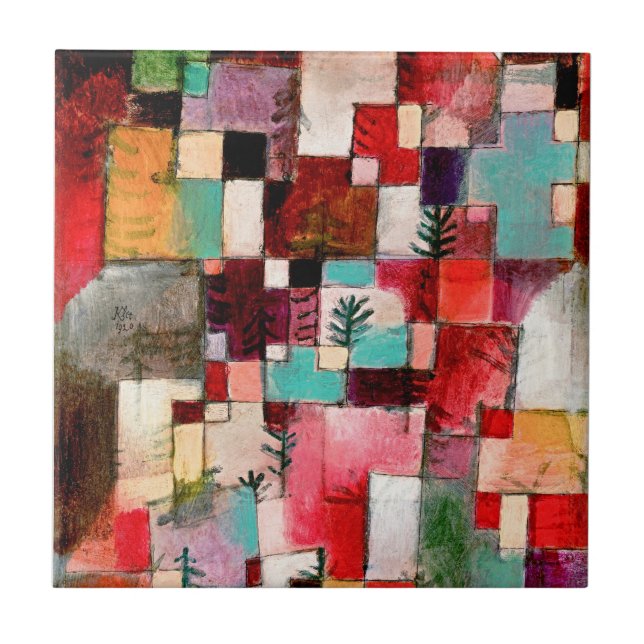 Embrace Colourful Harmony with Klee's Rhythms Ceramic Tile (Front)