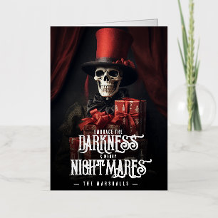 Embrace Darkness Happy Nightmares Skull Xmas Gifts Foil Holiday Card