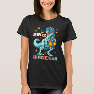Embrace Difference Dinosaur Puzzle Autism Awarene T-Shirt