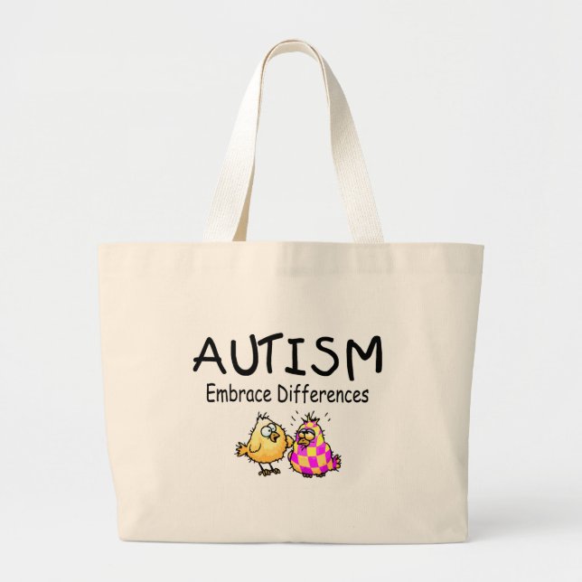 Embrace Differences (2 chicks) Large Tote Bag (Front)
