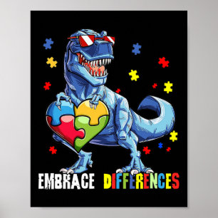 Embrace Differences Asd Spectrum Dinosaur Autism A Poster