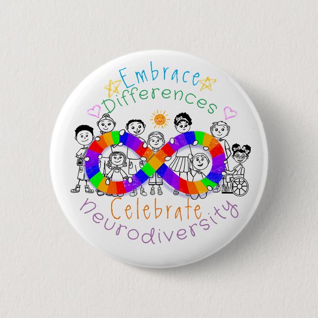 Embrace Differences Autism Awareness Button Pin (Front)