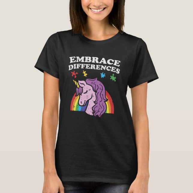 Embrace Differences Autism Awareness Unicorn Shirt (Front)