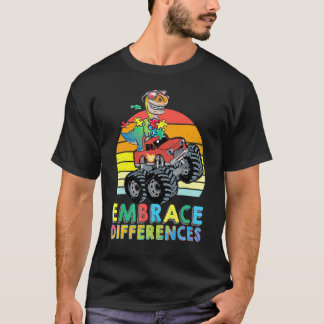 Embrace Differences Autism dinosaur Monster Truck  T-Shirt