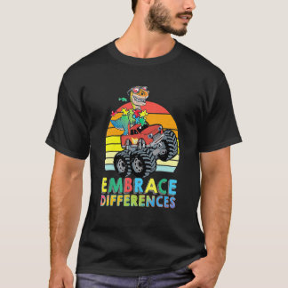 Embrace Differences Autism dinosaur Monster Truck  T-Shirt