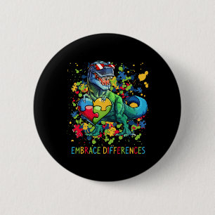 Embrace Differences Autism Dinosaur T-rex Puzzle H 6 Cm Round Badge