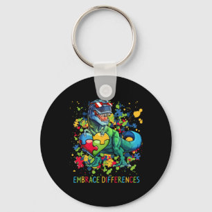 Embrace Differences Autism Dinosaur T-rex Puzzle H Key Ring