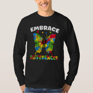 Embrace Differences Butterfly Puzzle Piece Autism T-Shirt
