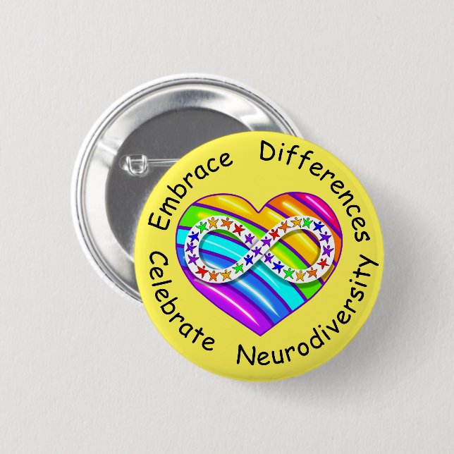 Embrace Differences Celebrate Neurodiversity Pin (Front & Back)