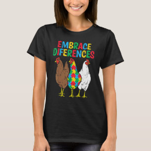 Embrace Differences Chicken Puzzle Autism Awarenes T-Shirt