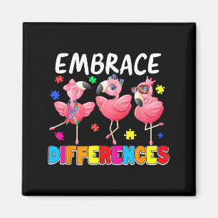 Embrace differences cute flamingo lover autism magnet