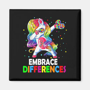 Embrace Differences Dabbing Unicorn Autism Awarene Magnet