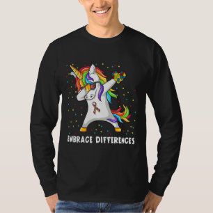 Embrace Differences Dabbing Unicorn Autism T-Shirt