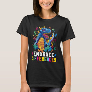 Embrace Differences Dinosaur Puzzle Autism Autisti T-Shirt