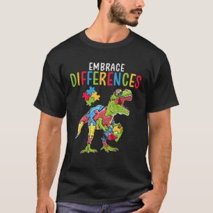 Embrace Differences Dinosaur T Rex Puzzle Autism A T-Shirt