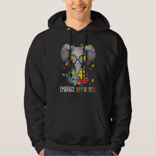 Embrace Differences Elephant Funny Autism Awarenes Hoodie