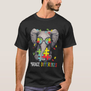 Embrace Differences Elephant Funny Autism Awarenes T-Shirt
