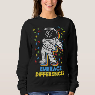 Embrace Differences Flossing Astronaut Autism Flos Sweatshirt