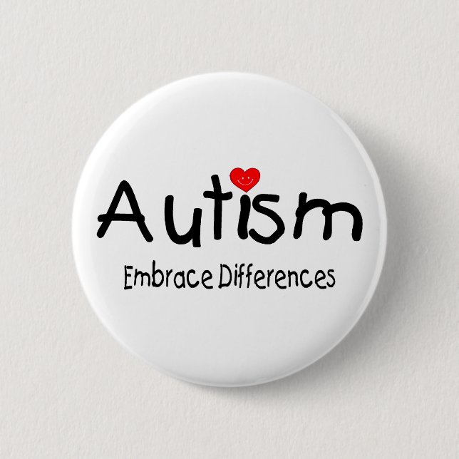 Embrace Differences (Happy Heart) 6 Cm Round Badge (Front)