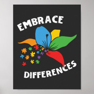 Embrace Differences Neuro Diversity Autism Poster