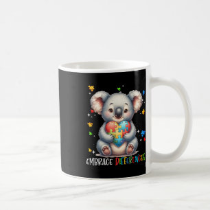 Embrace Differences Puzzle Heart Koala Autism Awar Coffee Mug