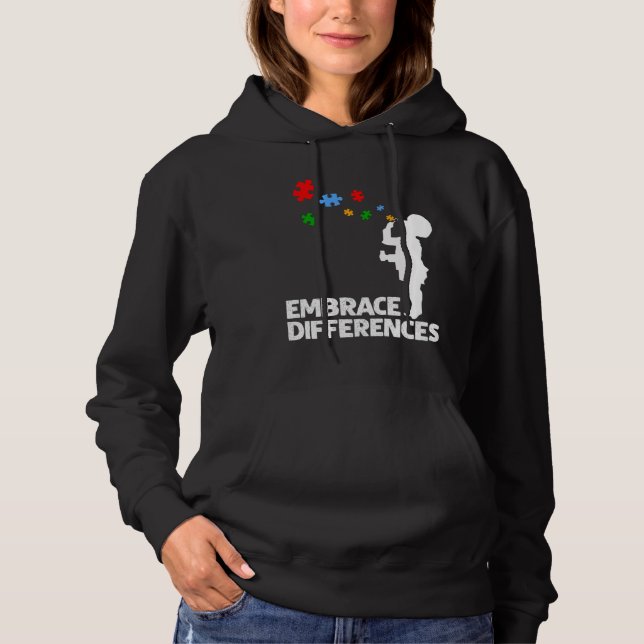 Embrace Differences Support Autism Awareness Day T Hoodie (Front)