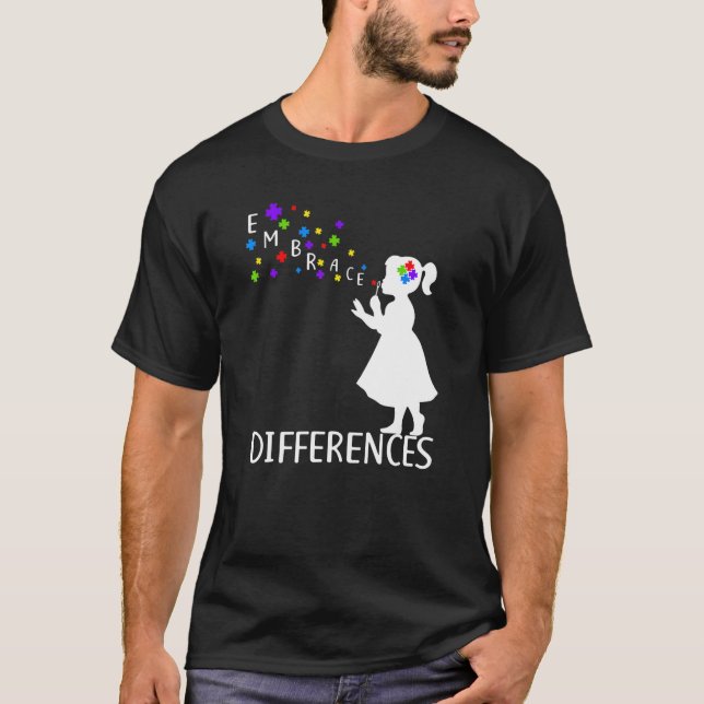 Embrace Differences   Support Autism Awareness Day T-Shirt (Front)