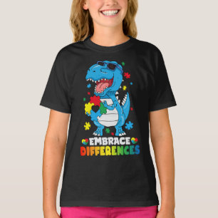 Embrace Differences T Rex Dinosaur Autism Awarenes T-Shirt
