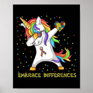 Embrace Differences Unicorn Dabbing Puzzle Autism Poster