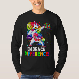 Embrace Differences Unicorn Dabbing Puzzle Autism T-Shirt