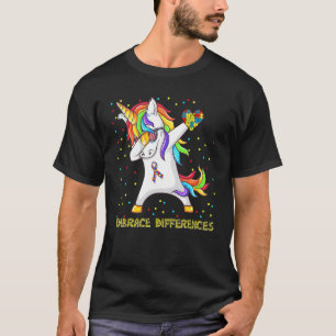 Embrace Differences Unicorn Dabbing Puzzle Autism T-Shirt