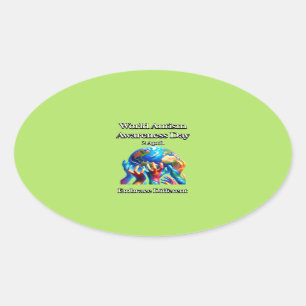 Embrace Different. World Autism Awareness Day. Oval Sticker