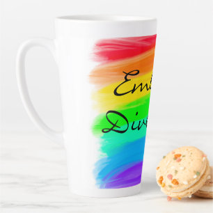 Embrace Diversity, bright painted rainbow Latte Mug