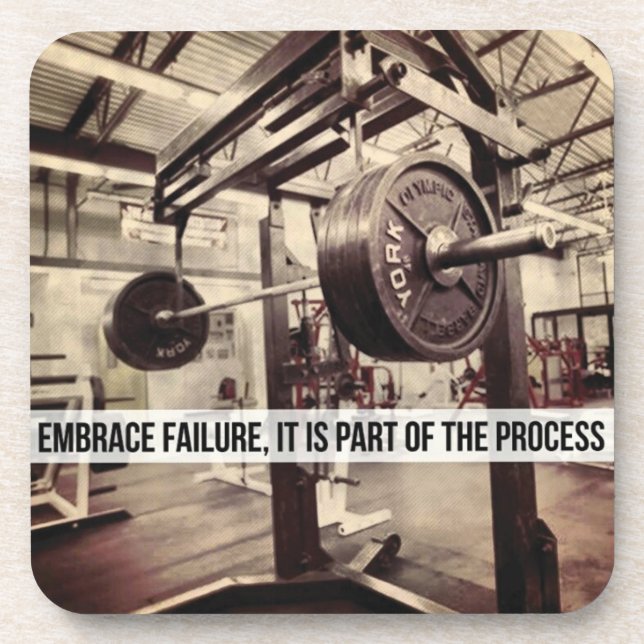 EMBRACE FAILURE. Bodybuilding Workout Motivational Coaster (Front)