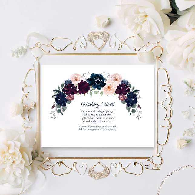 Embrace Floral Wishing Well Wedding | Burgundy Enclosure Card (Creator Uploaded)