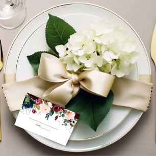 Embrace Florals Wedding   Burgundy Navy Blue Place Card