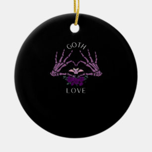 Embrace Goth Skeleton Heart Artistic Style Ceramic Ornament