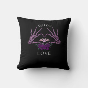 Embrace Goth Skeleton Heart Cushion