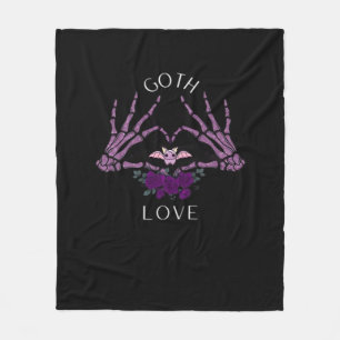 Embrace Goth Skeleton Heart Fleece Blanket