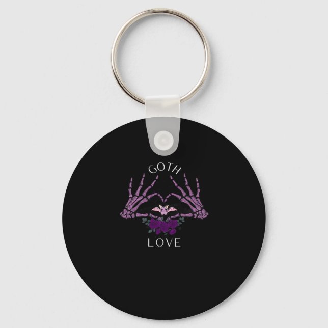 Embrace Goth Skeleton Heart Key Ring (Front)