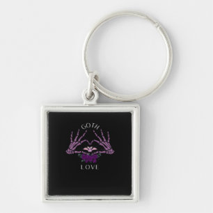 Embrace Goth Skeleton Heart Key Ring
