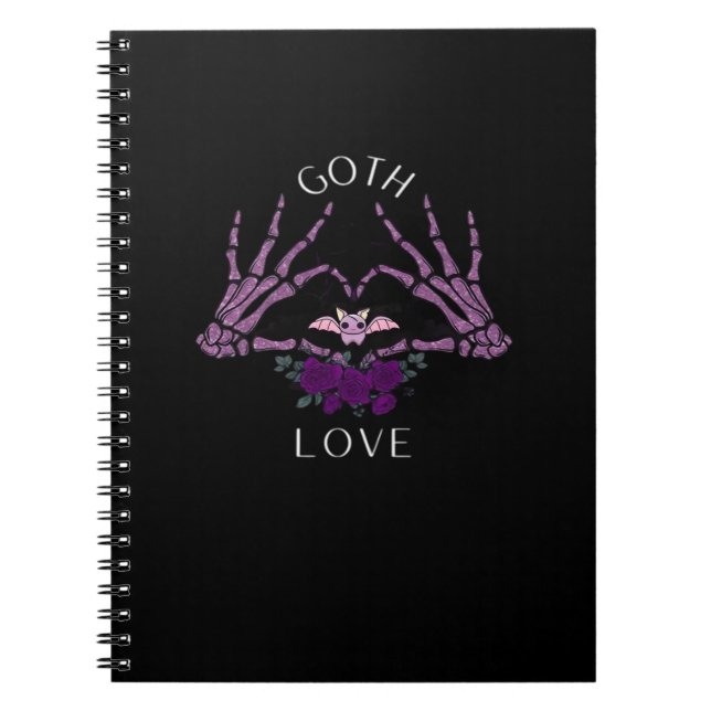 Embrace Goth Skeleton Heart Notebook (Front)