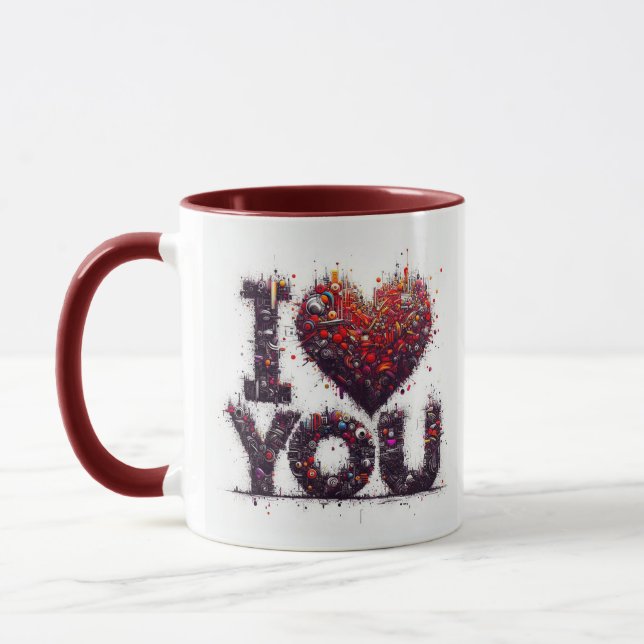 Embrace in a Mug with ‘I Love You’ Words (Left)