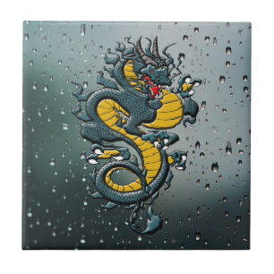 Embrace Mythical Power: Chinese Dragon Ceramic Tile